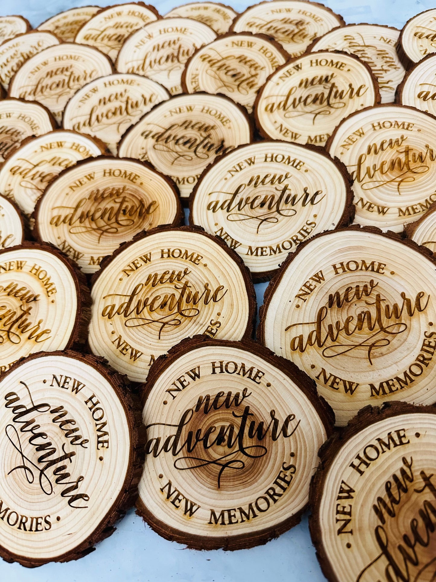 Olive Wood Slice Coaster Set