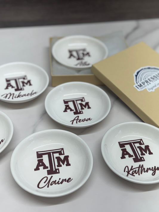 Personalized College Ring Dish, College Jewelry Dish, Graduation Gifts, College Trinket Jewelry Tray, Custom with Logo and Name