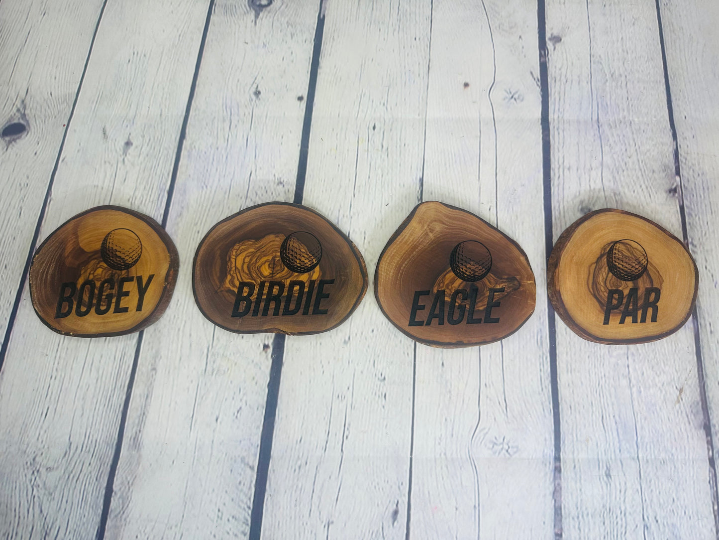 Olive Wood Slice Coaster Set