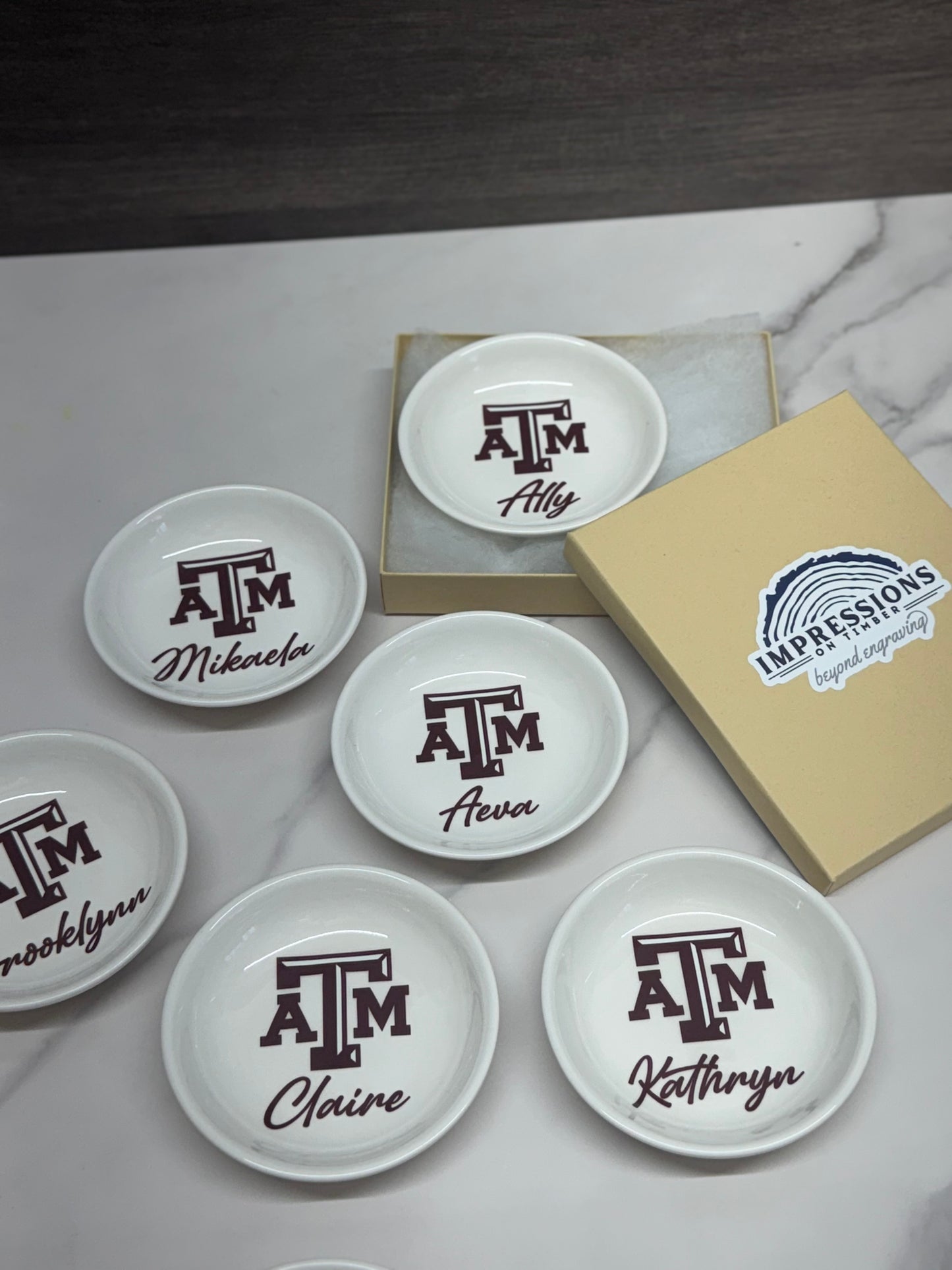 Personalized College Ring Dish, College Jewelry Dish, Graduation Gifts, College Trinket Jewelry Tray, Custom with Logo and Name