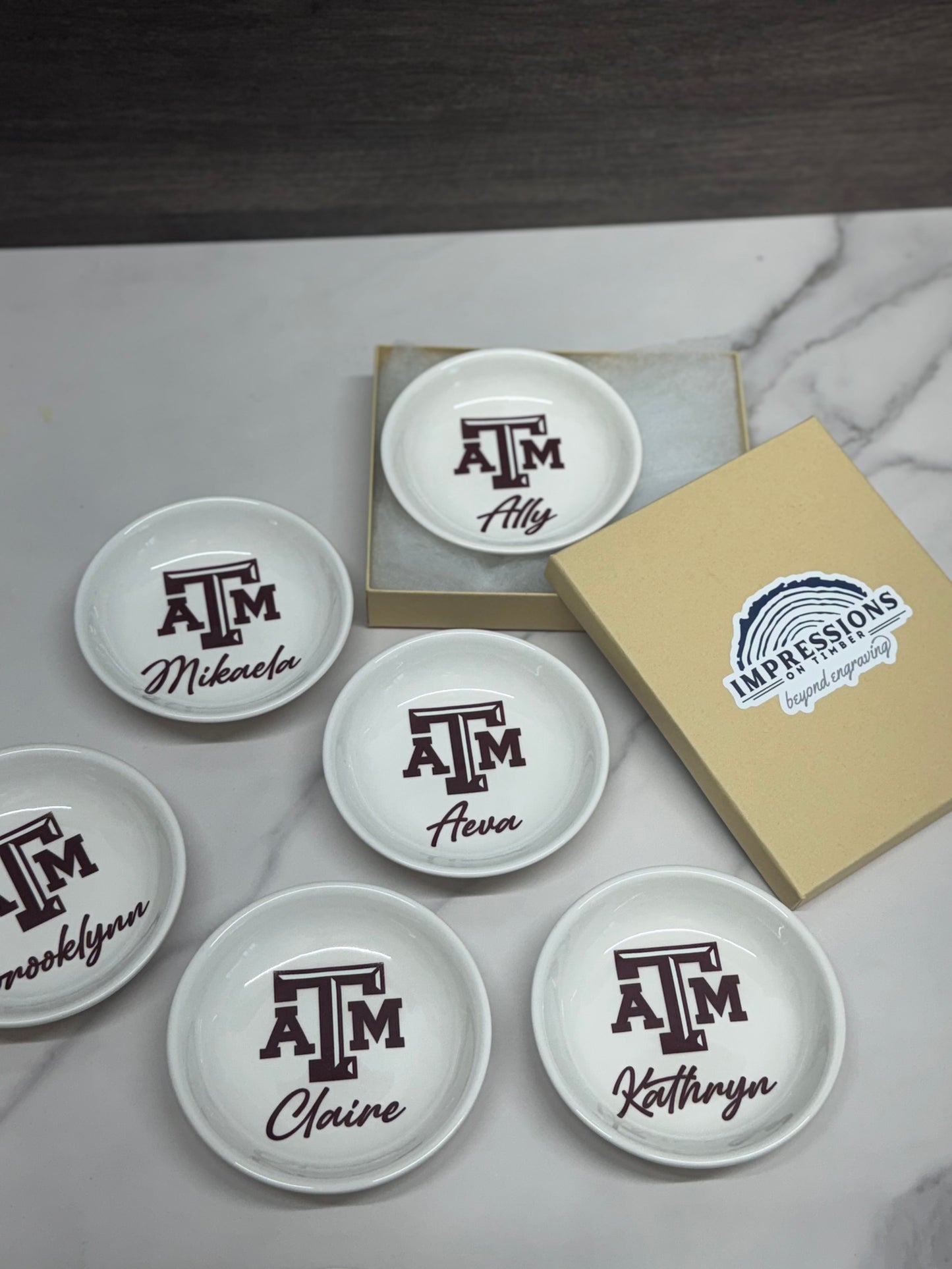 Personalized College Ring Dish, College Jewelry Dish, Graduation Gifts, College Trinket Jewelry Tray, Custom with Logo and Name