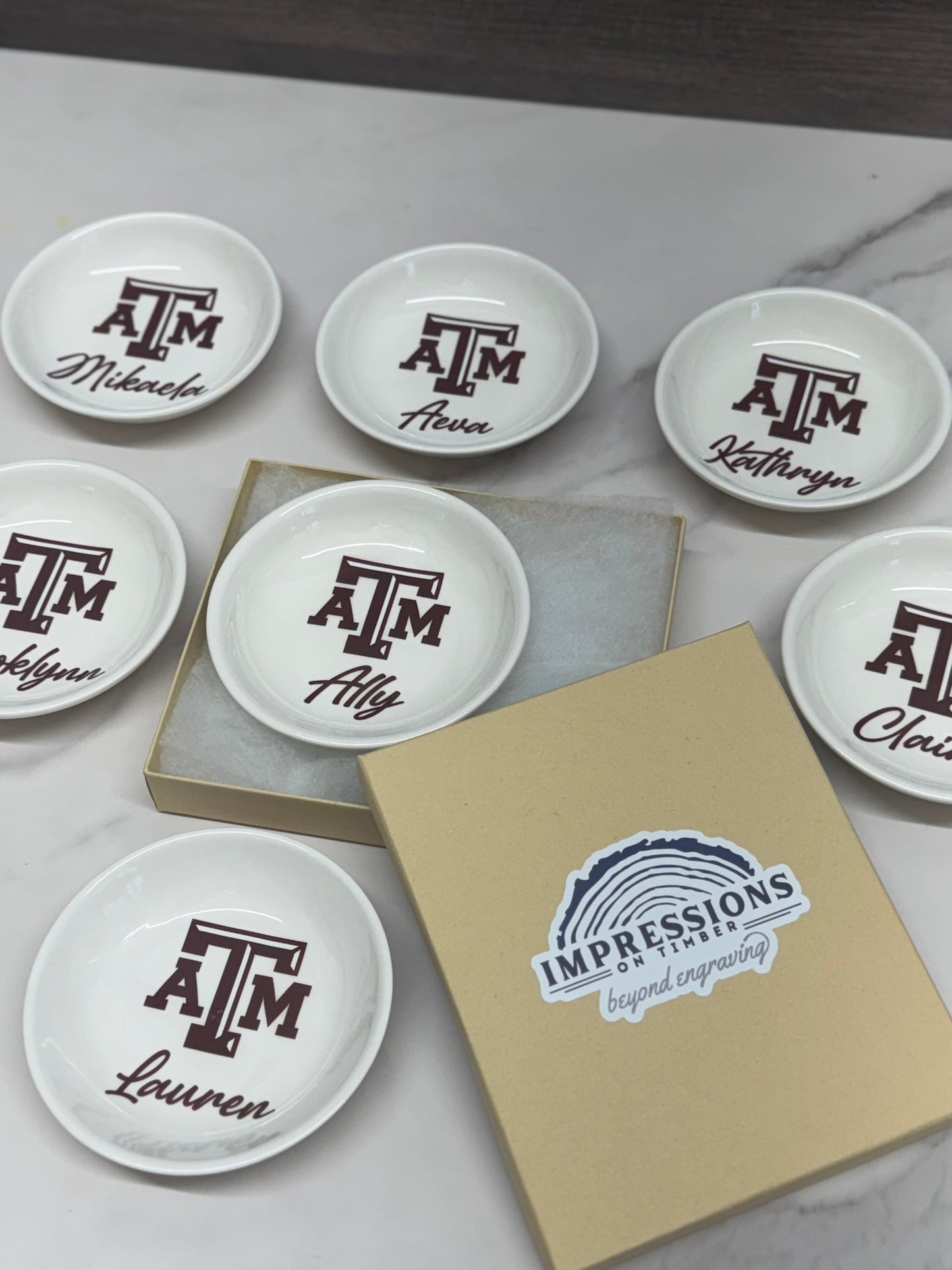 Personalized College Ring Dish, College Jewelry Dish, Graduation Gifts, College Trinket Jewelry Tray, Custom with Logo and Name