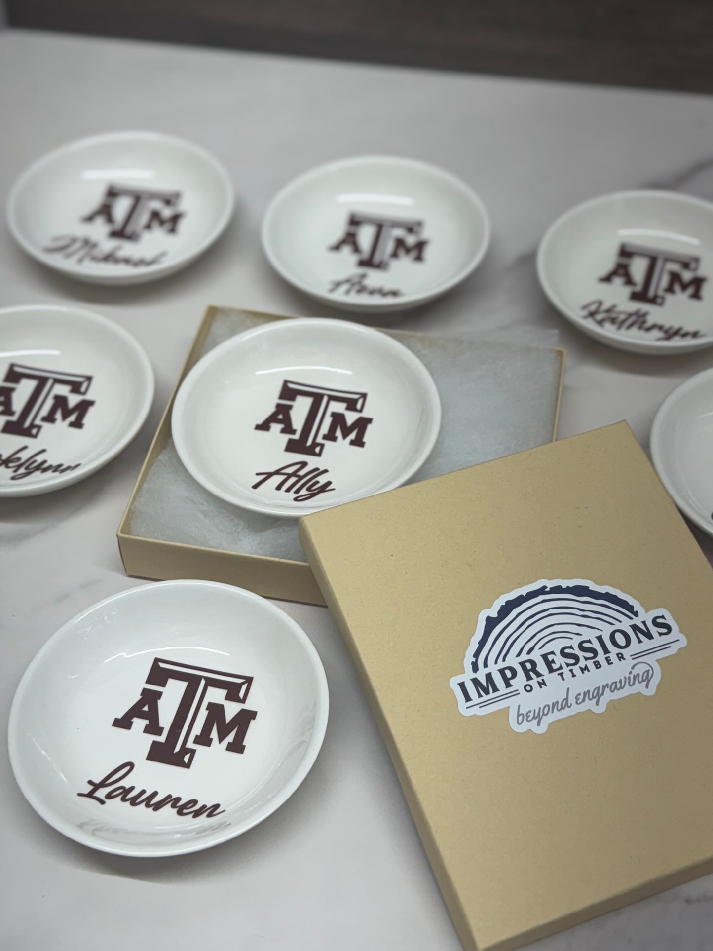 Personalized College Ring Dish, College Jewelry Dish, Graduation Gifts, College Trinket Jewelry Tray, Custom with Logo and Name