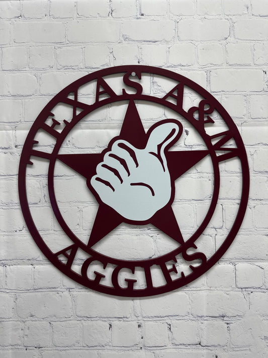 TAMU Aggie Thumb - ATM Metal Sign